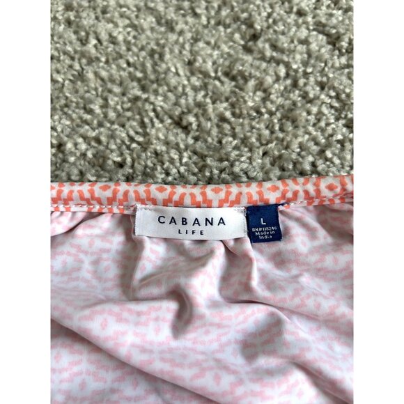 Cabana Women's Sz Large Life Pink Printed Tunic Dress W/ Embroidered - Picture 6 of 10